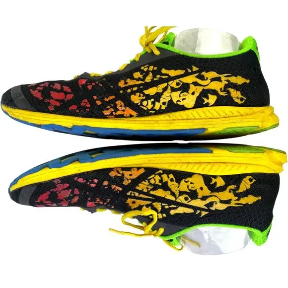 Asics Men's T307N GEL NoosaFAST Running Racing Shoe Black Green Yellow Red S 11 - Picture 5 of 10